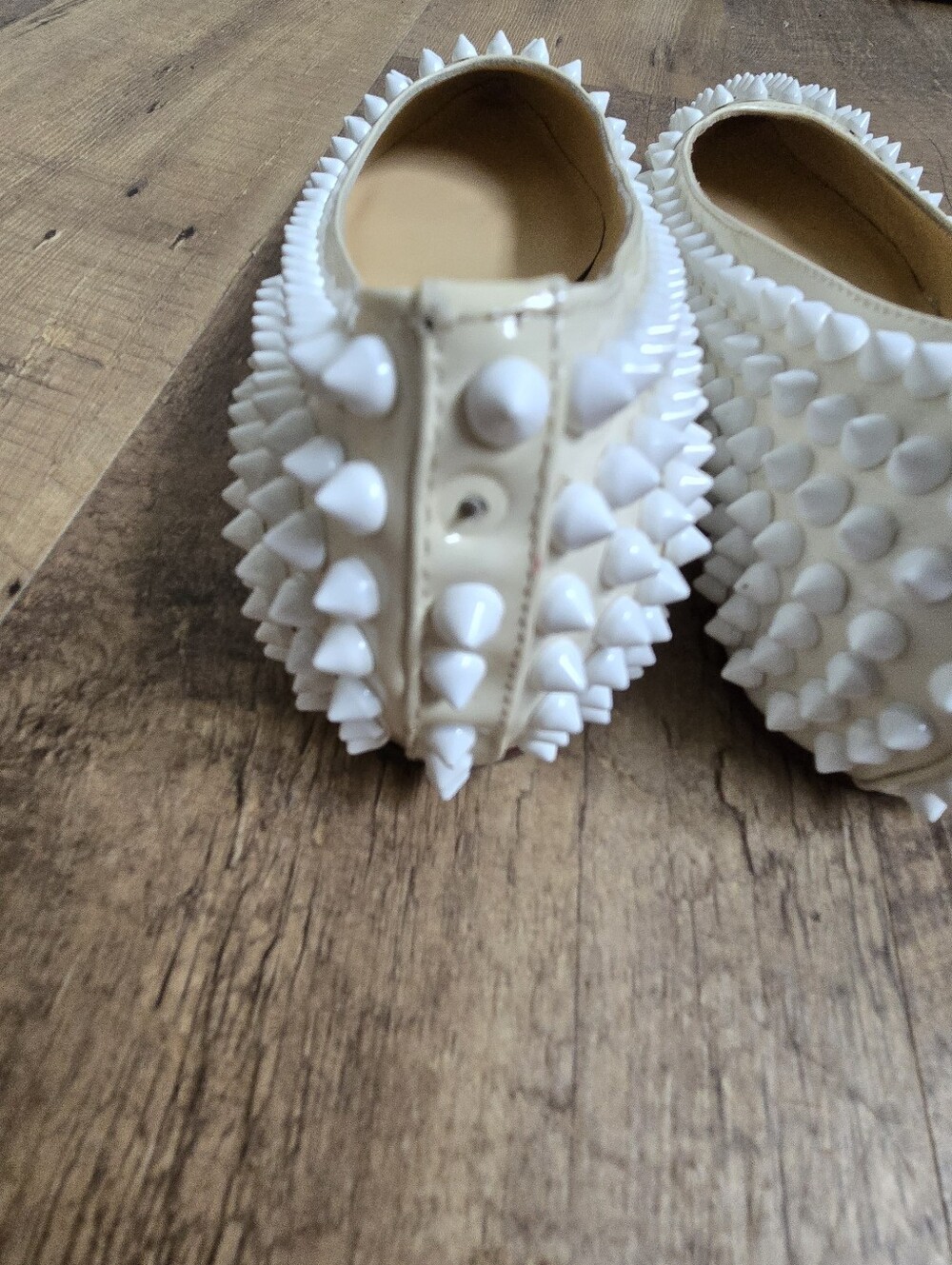 Christian Louboutin Pigalle Spikes Cream/white Flats Womens Size 36 - Picture 6 of 14